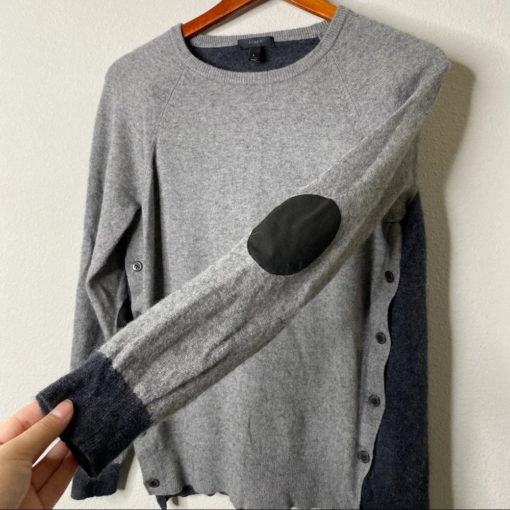 J Crew Wool Blend Side Button Color Block Sweater Large - Picture 4 of 9